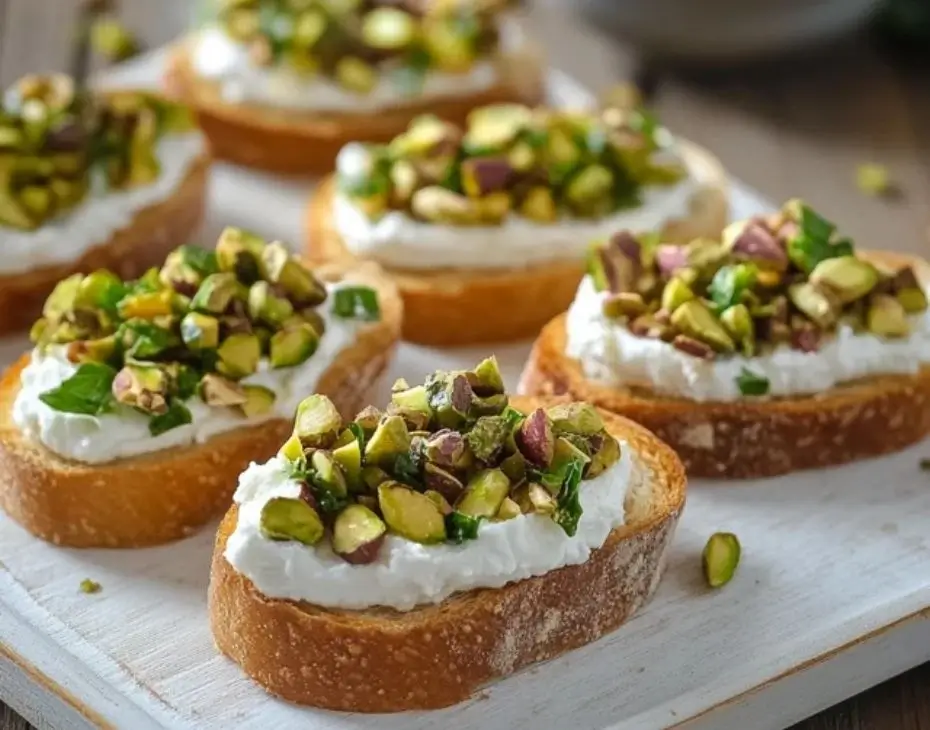 Goat Cheese and Pistachio Bruschetta