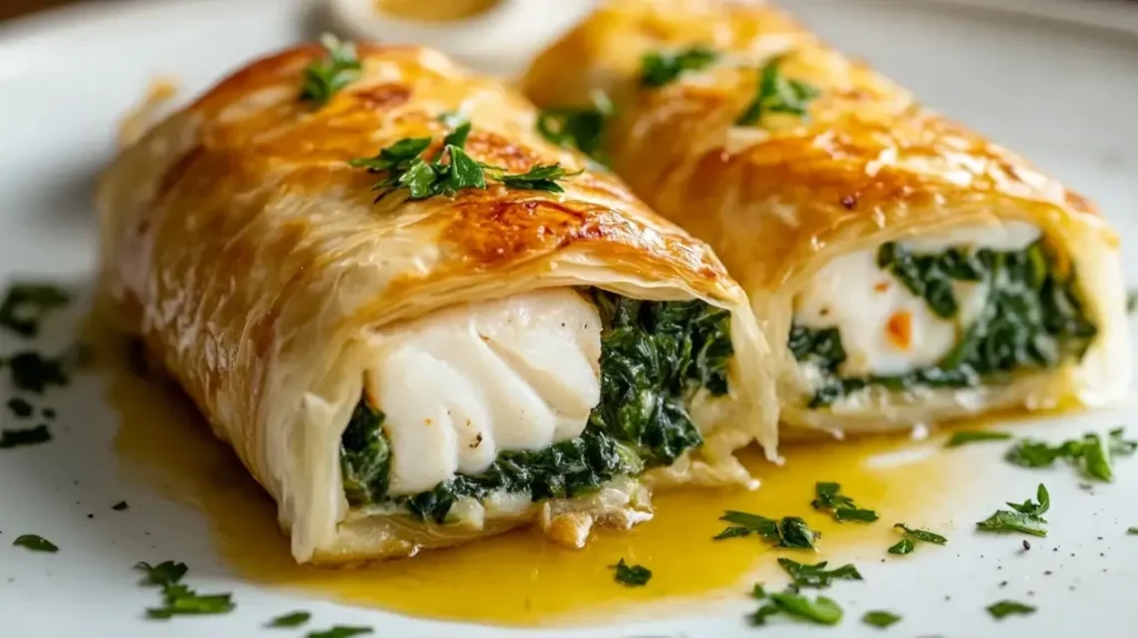 Halibut and Spinach Wrapped in Filo Recipe