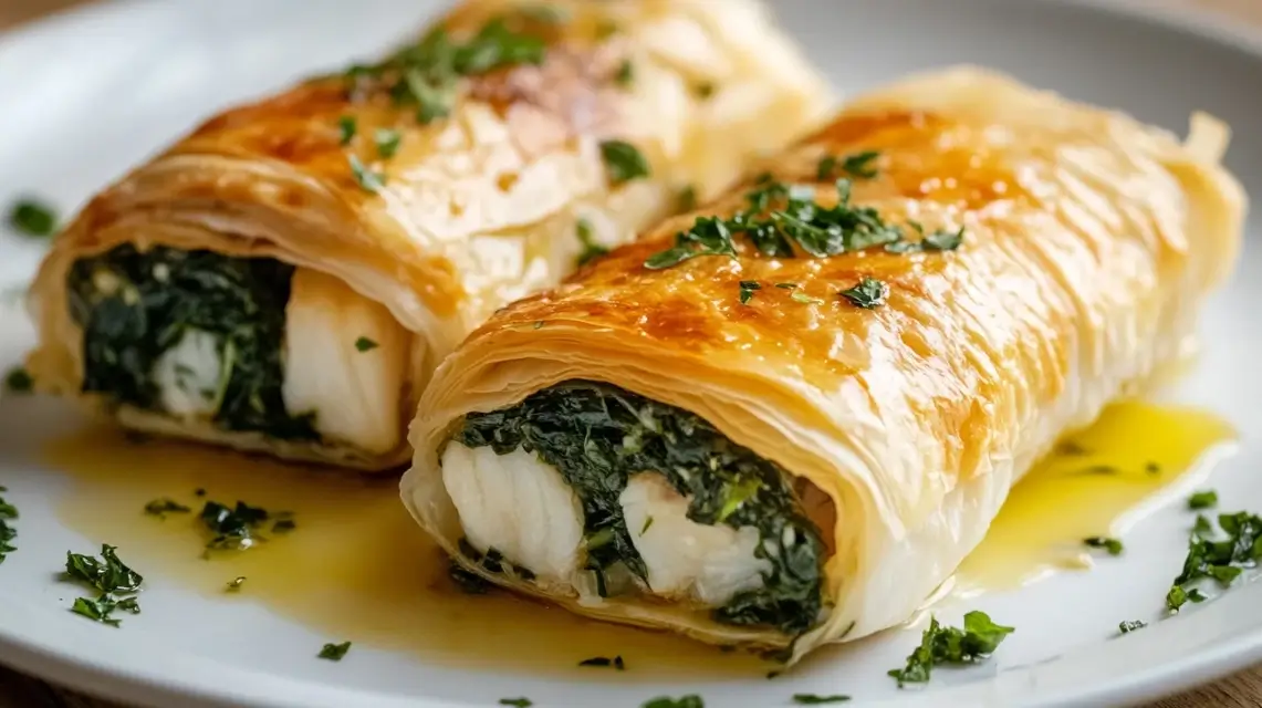 Halibut and Spinach Wrapped in Filo Recipe